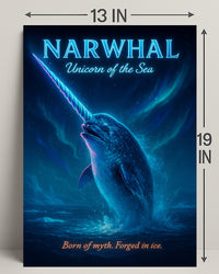 Mystical Narwhal Night Fantasy or Mythology Poster