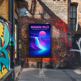 Niagara Falls Vaporwave Experience Poster PosterGoat