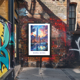 Hong Kong Skyline Vibrant Urban Cityscape Travel Poster PosterGoat