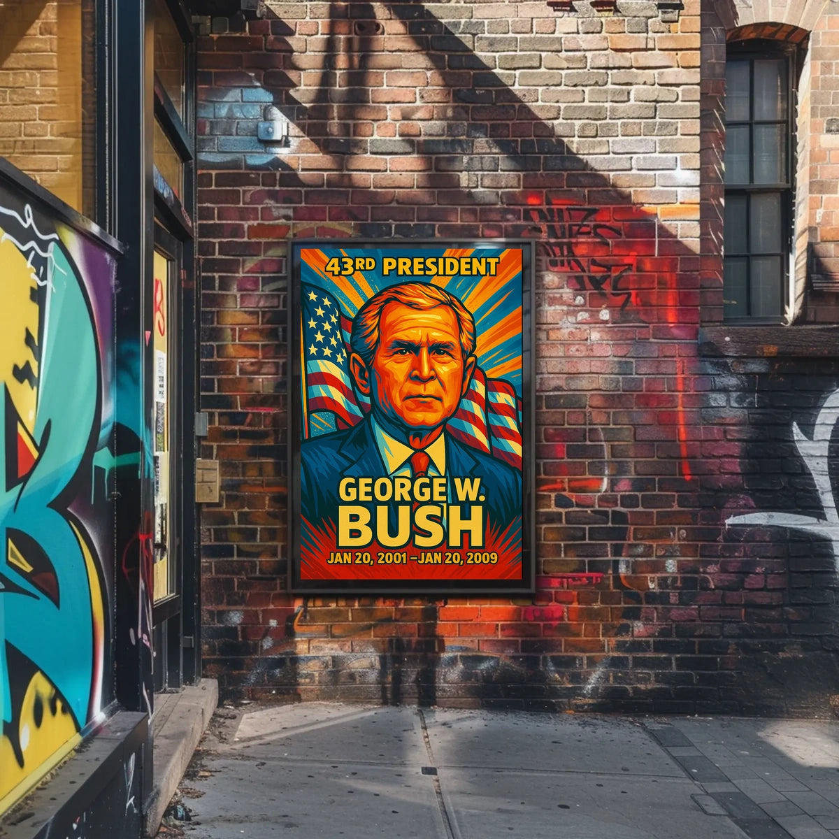 George W. Bush 43rd President of the United States Colorful Comic Book Style Poster