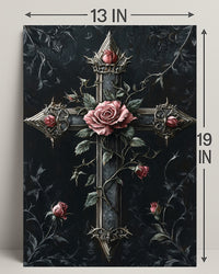 Roses And Cross Poster
