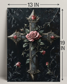 Roses And Cross Poster