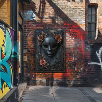 Ornate Black Mask Gothic Artistry Cultural Heritage Poster