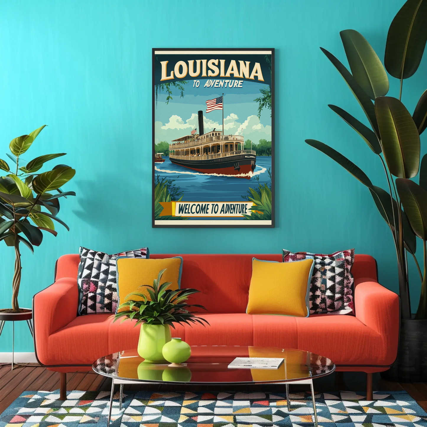 Vintage Travel Poster - Louisiana Steamboat Adventure