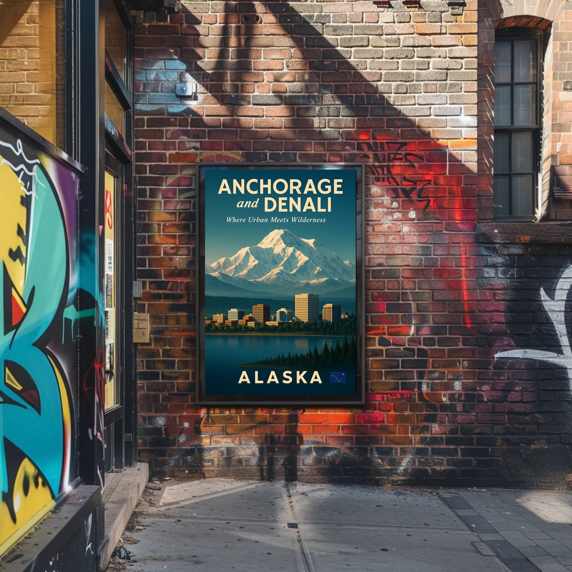 Anchorage and Denali Harmony Vintage Travel Poster PosterGoat
