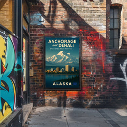 Anchorage and Denali Harmony Vintage Travel Poster PosterGoat