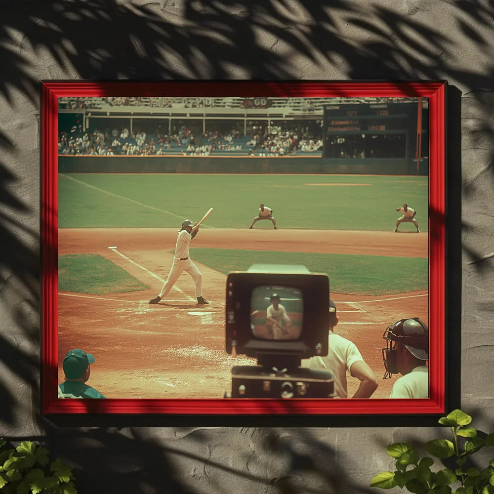 Vintage Baseball Game Nostalgia Poster Mid-Century Style