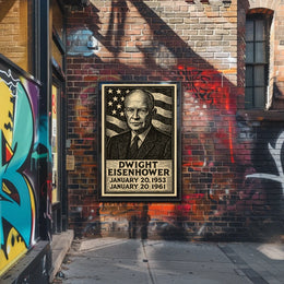 Eisenhower Patriotic Woodcut Vintage Poster