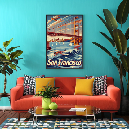 San Francisco Golden Gate Bridge Vintage Poster