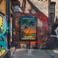 Honolulu Island Christmas Poster