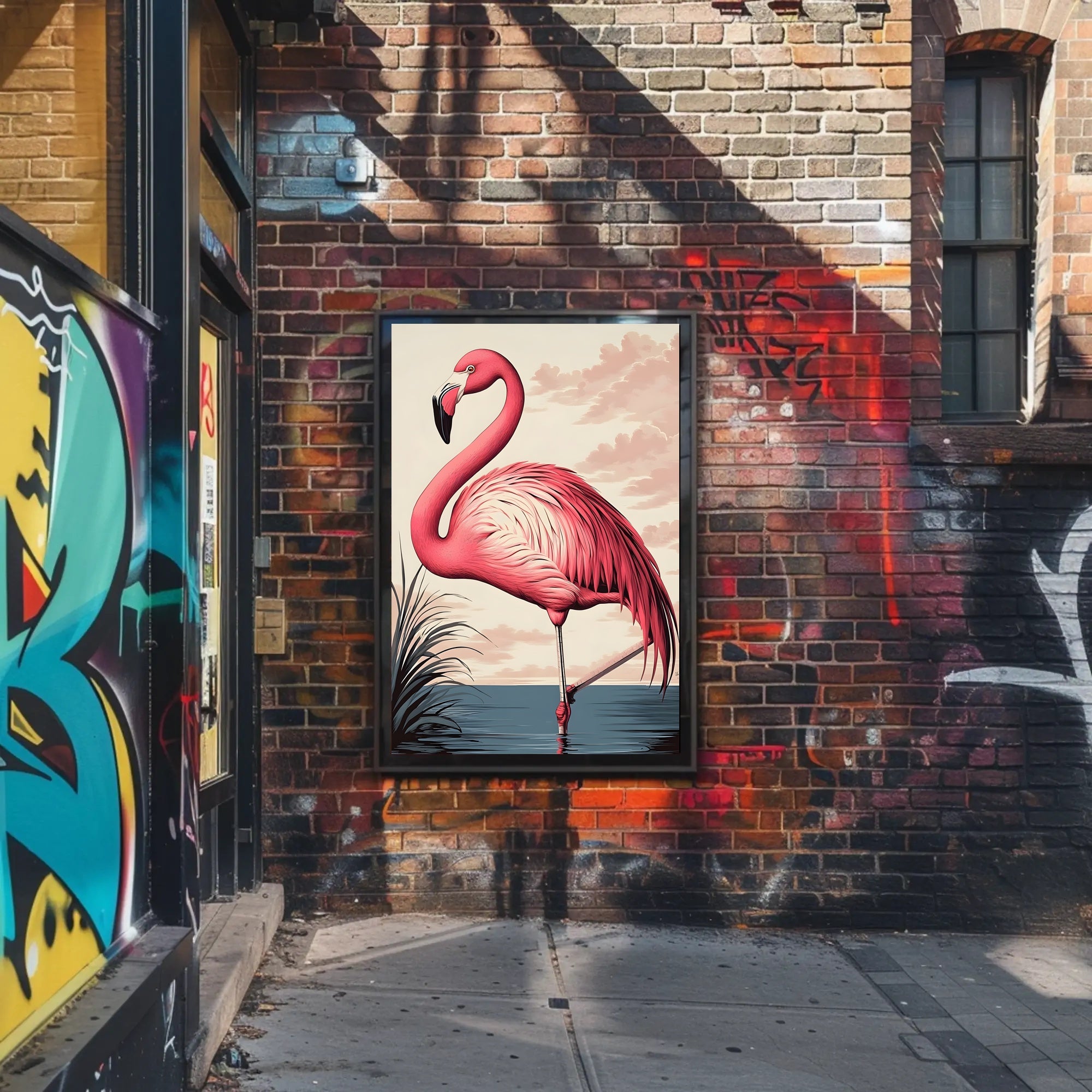 Flamingo Poster Graceful Pink Bird Coastal Wall Art