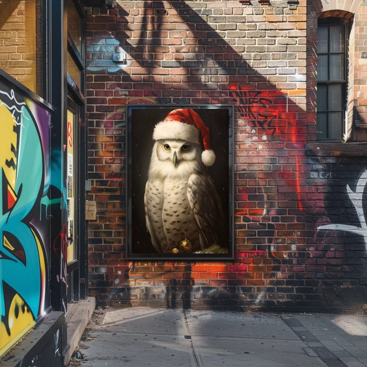Festive Owl In Santa Hat Poster