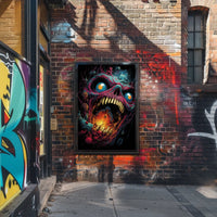 Monstrous Skeletal Face Surreal Horror Art Poster