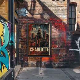 Charlotte Skyline Vintage Urban Retro Collectors Poster