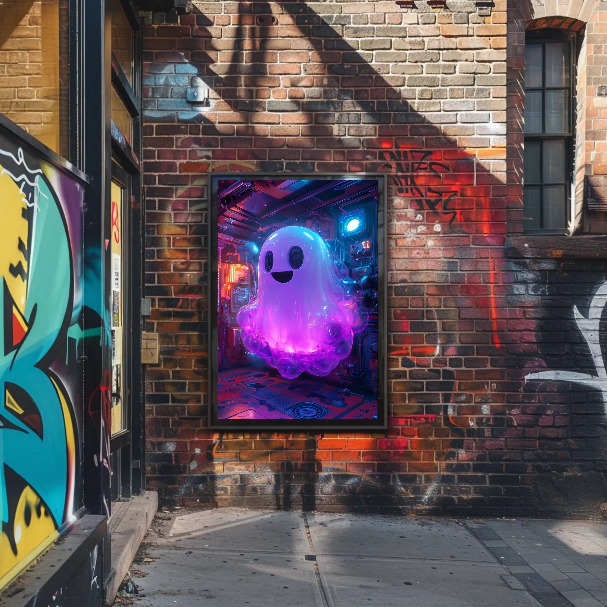 Neon Ghost in Futuristic Sci-Fi Poster