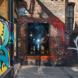 Moody Night Street Scene Art Poster