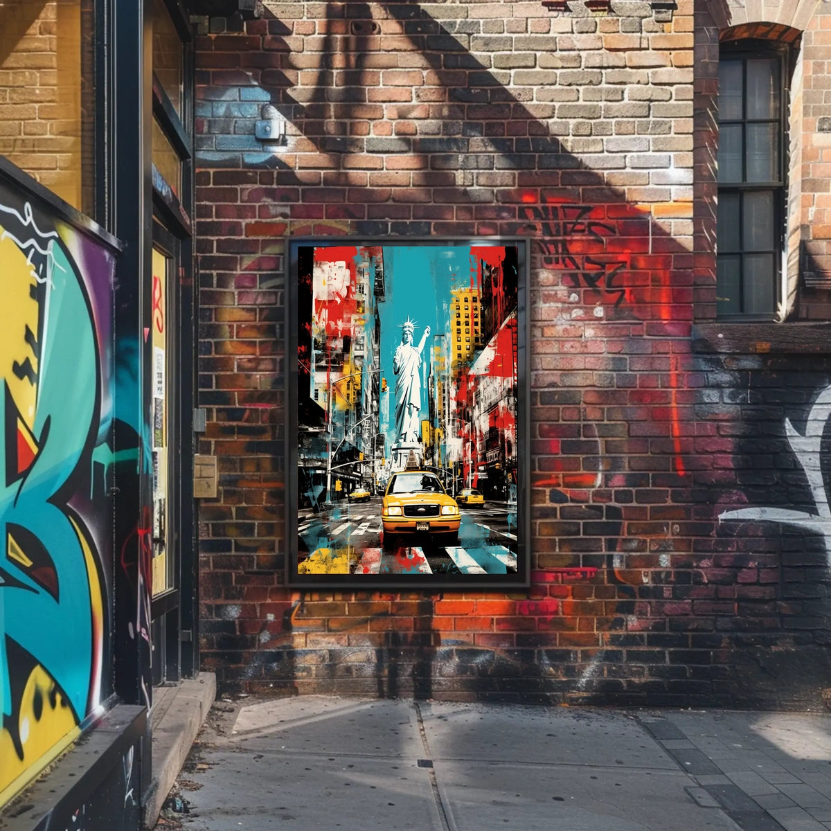 Vibrant Yellow Taxis and Liberty: Bold New York Travel Poster