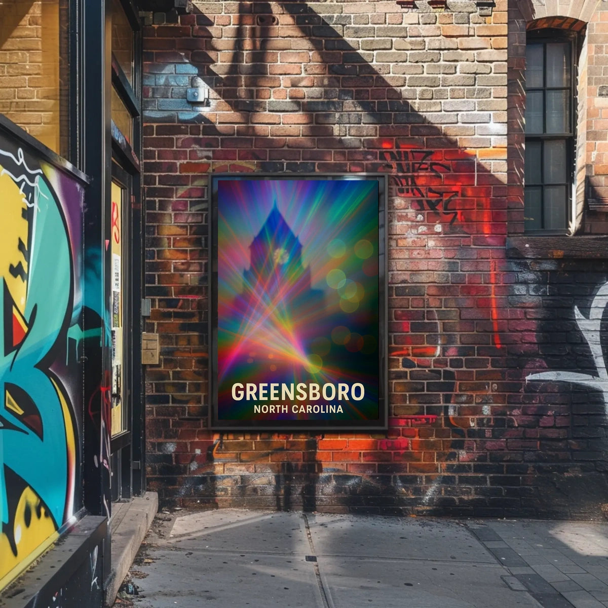 Greensboro North Carolina Vibrant Cityscape Travel Art Impressionism Urban Skyline Wanderlust Inspiration Poster