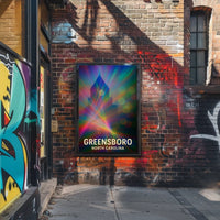 Greensboro North Carolina Vibrant Cityscape Travel Art Impressionism Urban Skyline Wanderlust Inspiration Poster