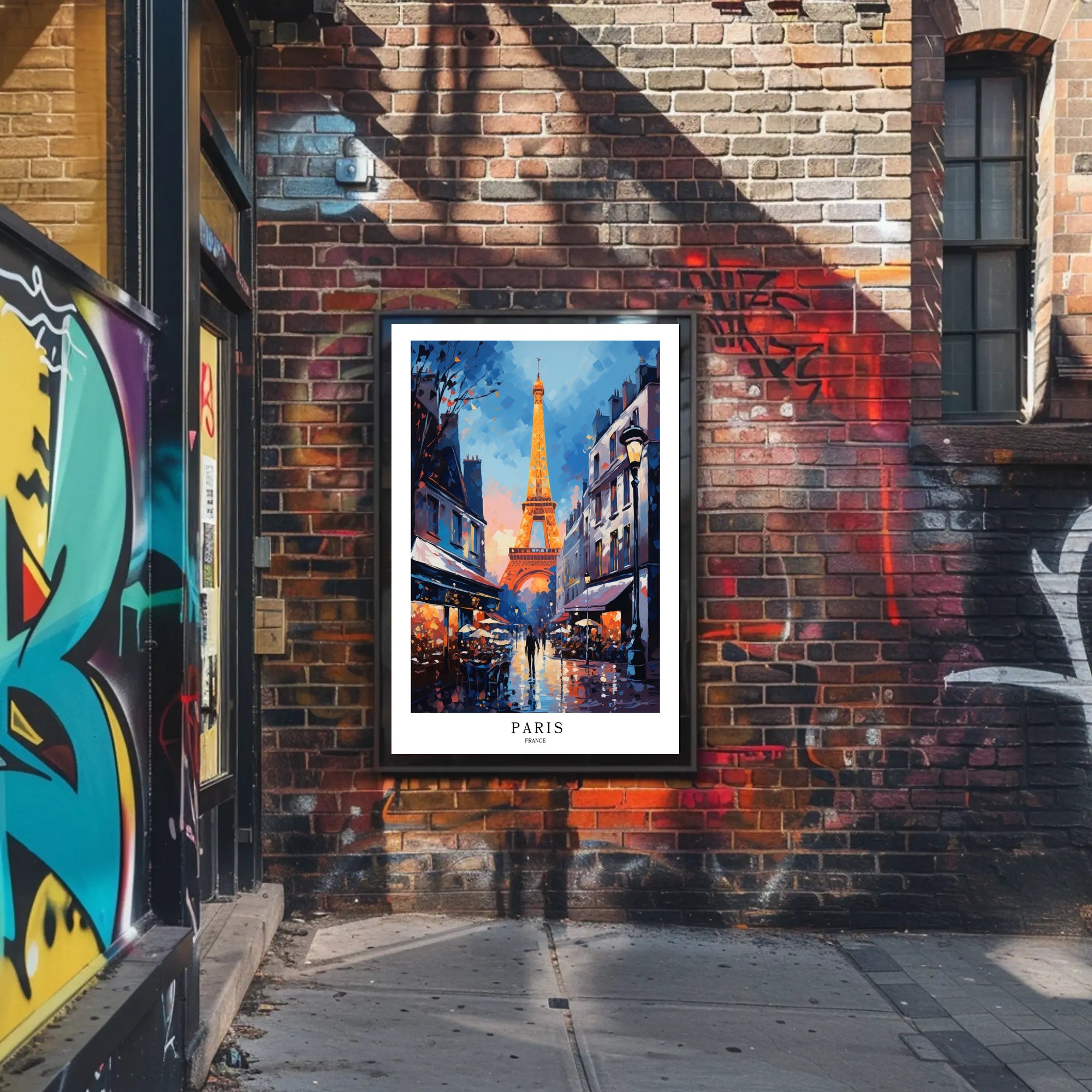 Parisian Romance Twilight Street Scene Urban or Cityscape Poster PosterGoat