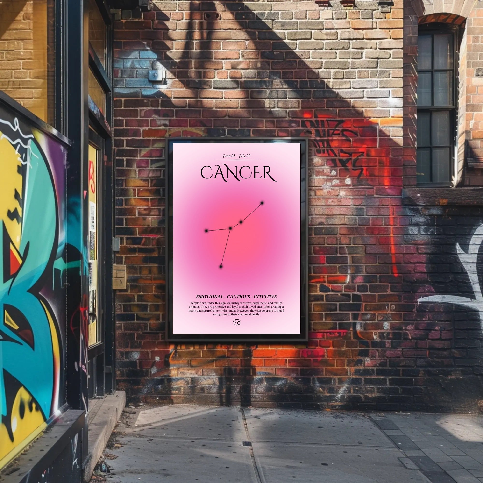 Cancer Zodiac Sign Modern Art with Astronomy Poster PosterGoat