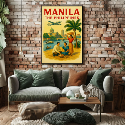 Manila Philippines Bridge Market Heritage Scene Poster