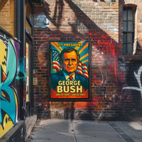 George H. W. Bush 41st President of the United States Colorful Comic Book Style Poster