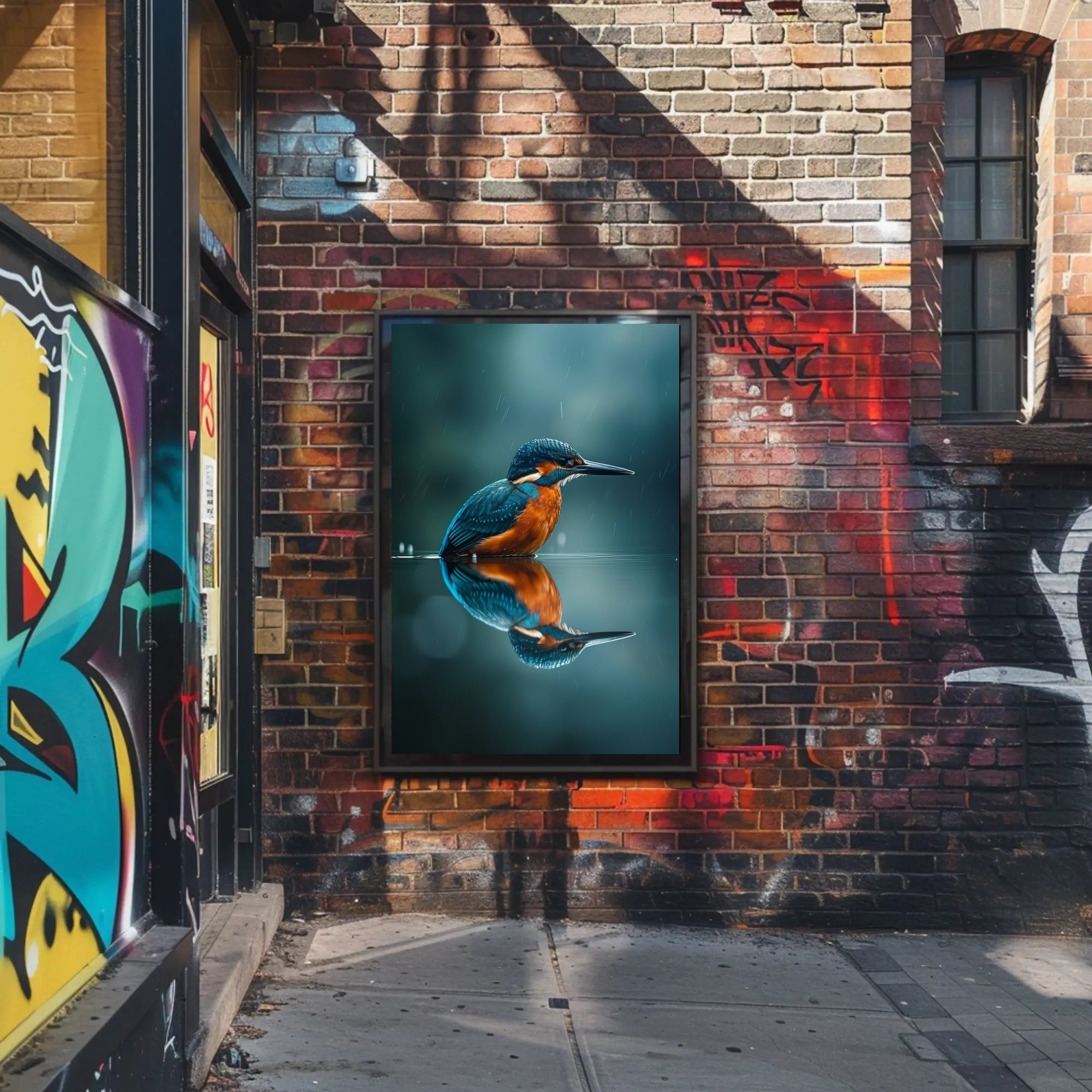 Kingfisher Bird Reflection Animal Poster PosterGoat