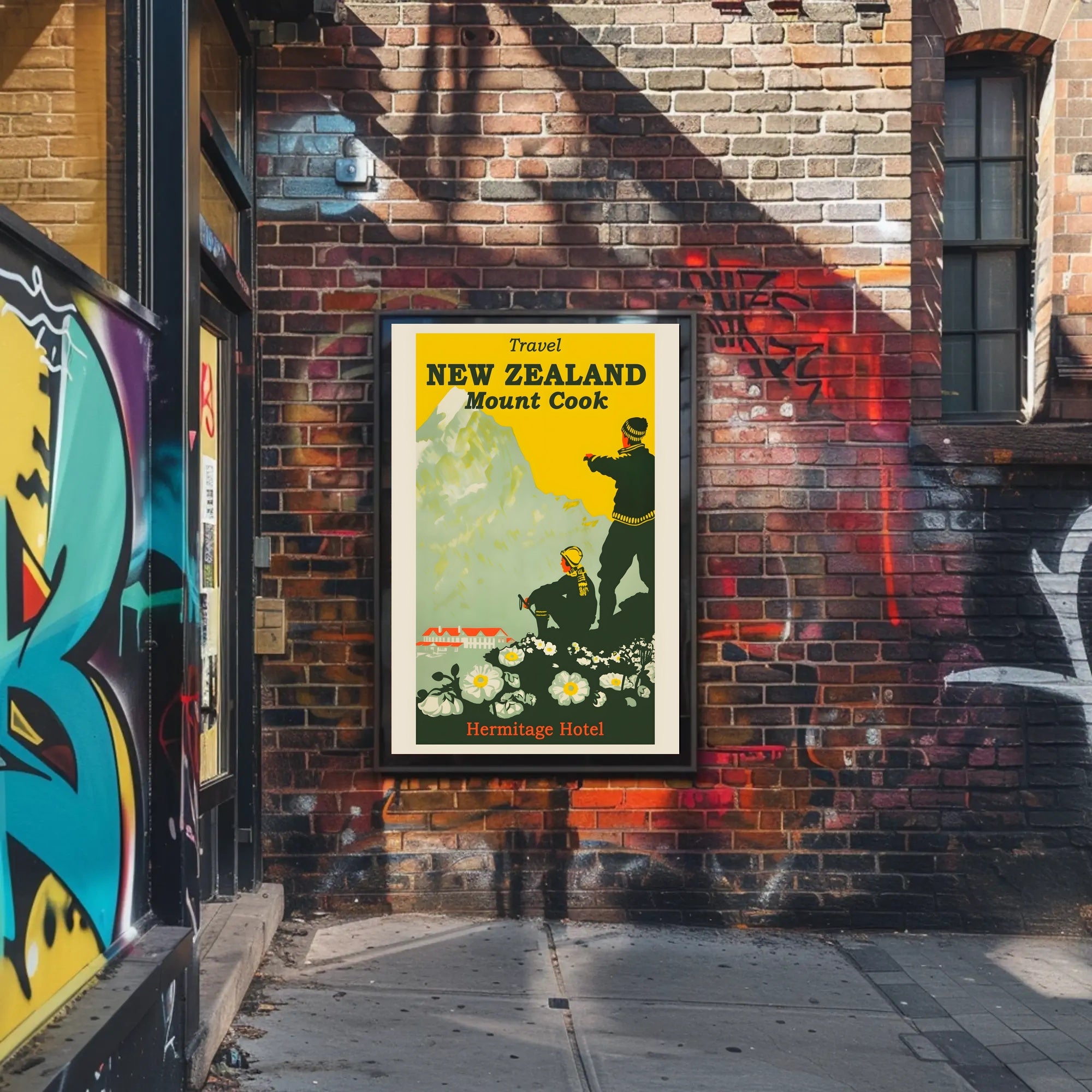 Mount Cook Travel Poster Vintage-Style Landscape