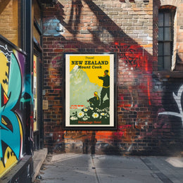 Mount Cook Travel Poster Vintage-Style Landscape