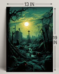 Haunted Cemetery At Dusk Poster