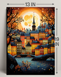 Enchanted Autumn Townscape Poster