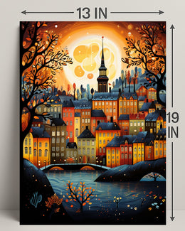 Enchanted Autumn Townscape Poster