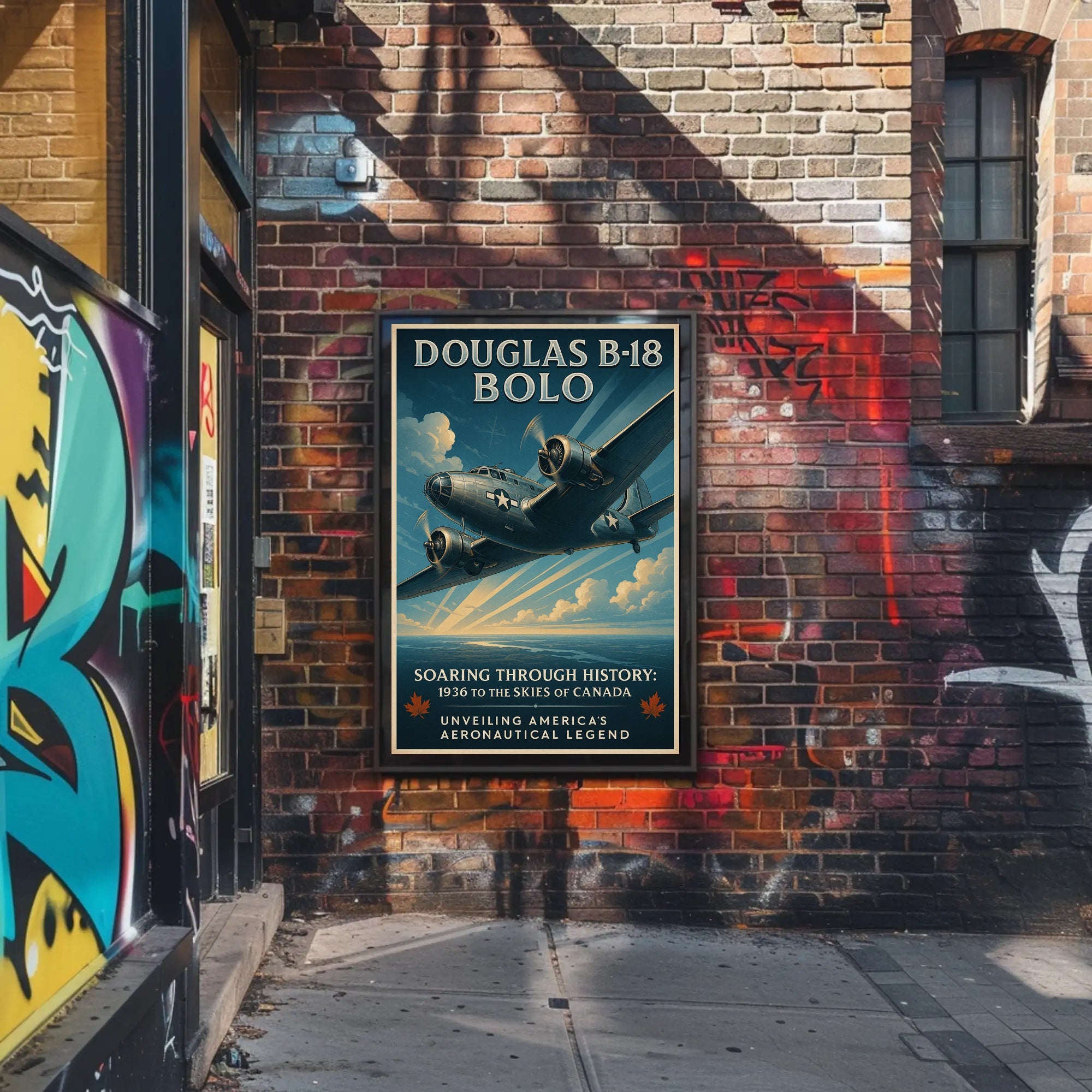 Douglas B18 Bolo Vintage Poster Print Aviation Wall Art