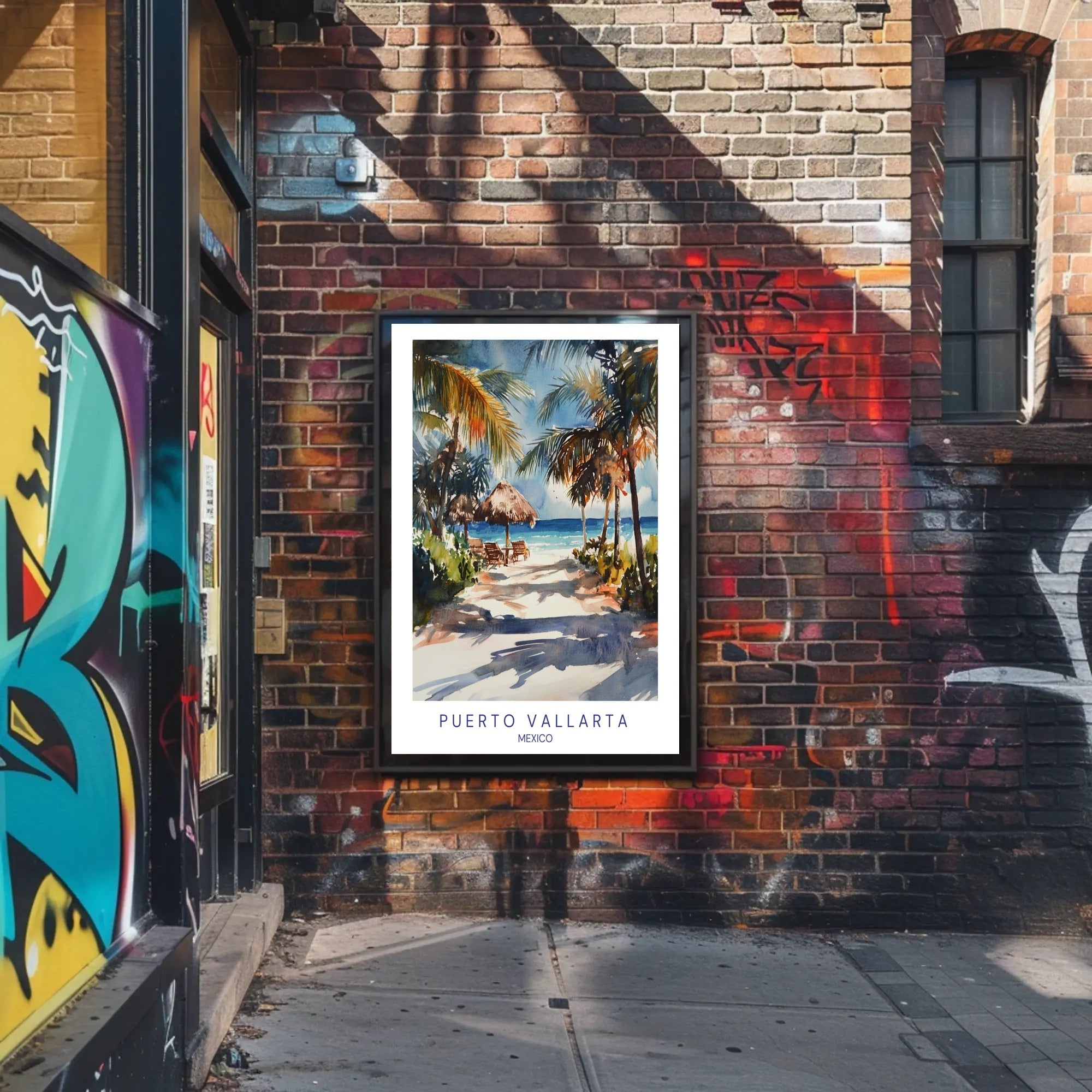 Tropical Beach Watercolor Art Travel Poster PosterGoat