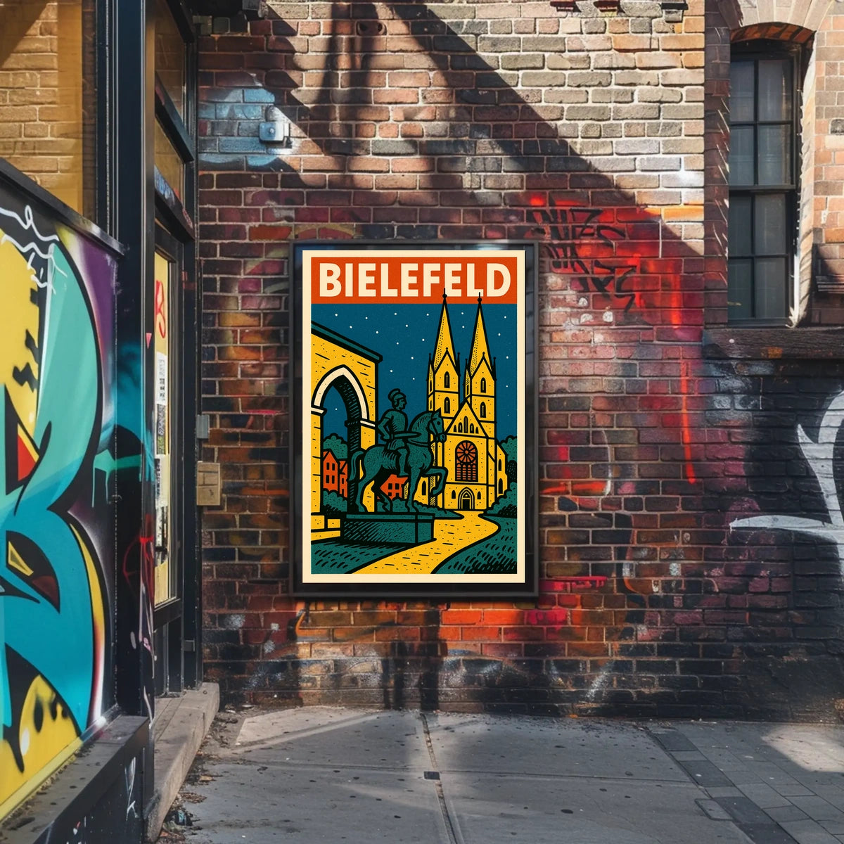 Bielefeld A Nighttime Cityscape Poster