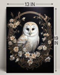 Enchanted Owl In Floral Wreath Poster PosterGoat
