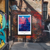Himeji Castle vibrant sunset travel art Travel Poster