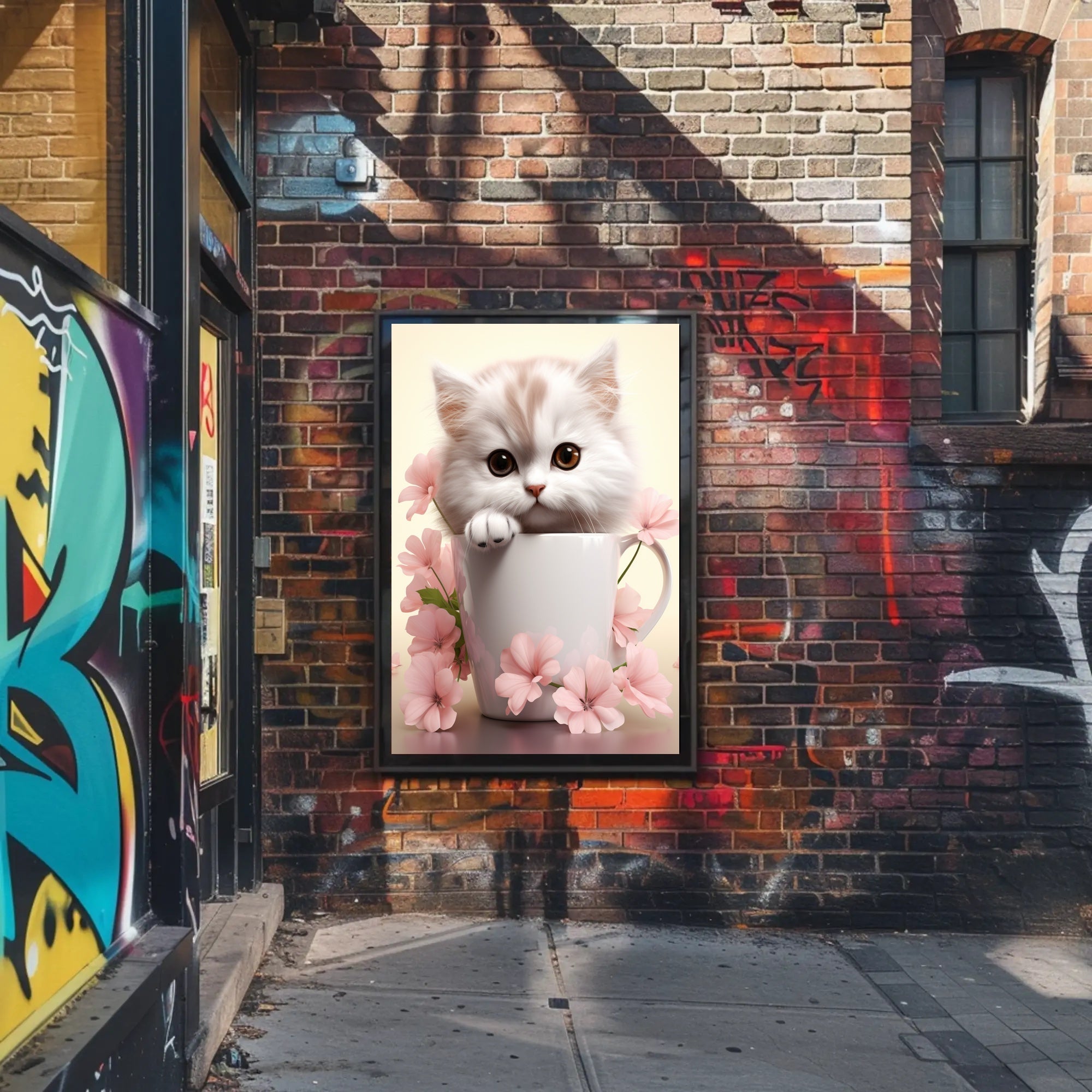 Kitten In A Cup Poster PosterGoat
