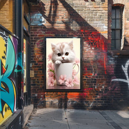 Kitten In A Cup Poster PosterGoat