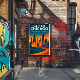 Chicago Skyline Architecture Ferris Wheel Urban Poster