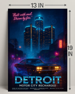 Detroit Motor City Recharged Wall Art Print PosterGoat