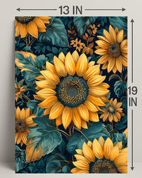 Vibrant Sunflower Botanical Art Print - Abstract or Artistic Poster