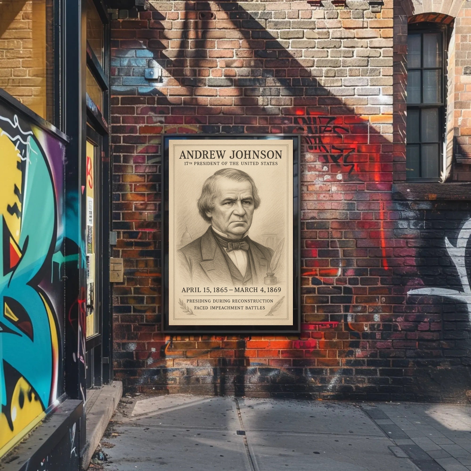 Andrew Johnson 17th President Sketch Poster Art Print for Home Decor PosterGoat