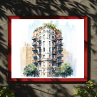 Urban Architectural Watercolor Poster