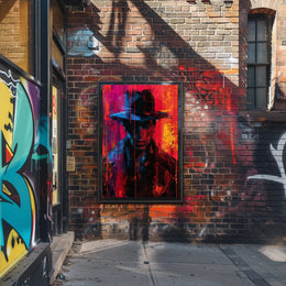 Mysterious Figure in Vivid Colors Poster PosterGoat