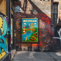 Michigan Adventure Poster Scenic Wall Art For Home Decor