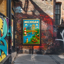 Michigan Adventure Poster Scenic Wall Art For Home Decor