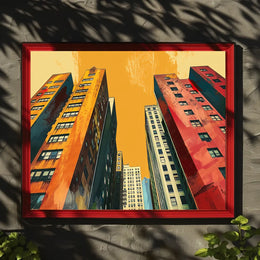 Urban Skyline Pop Art Poster: Vibrant Cityscape
