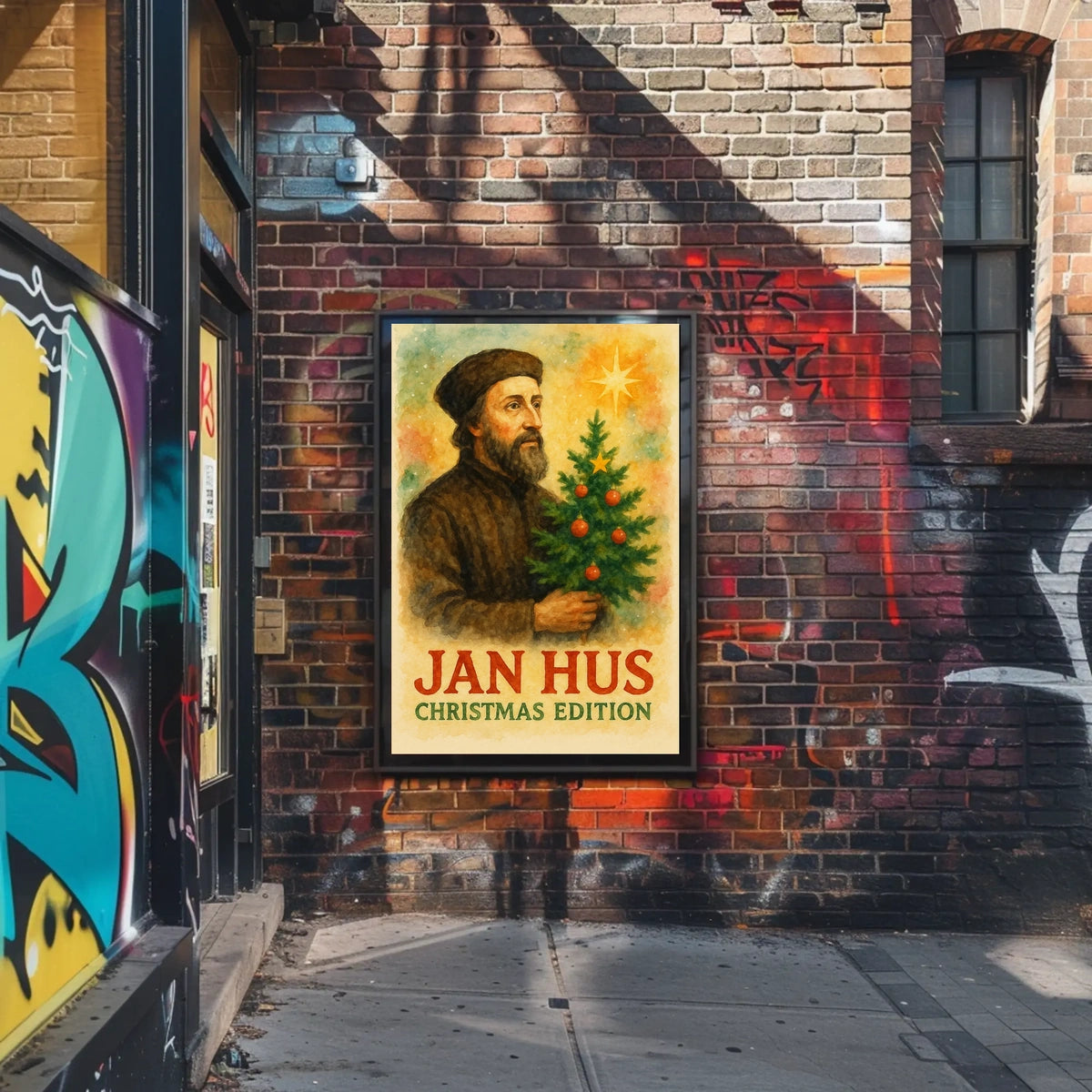 Historical Figure in Christmas Attire - Cultural or Heritage Poster